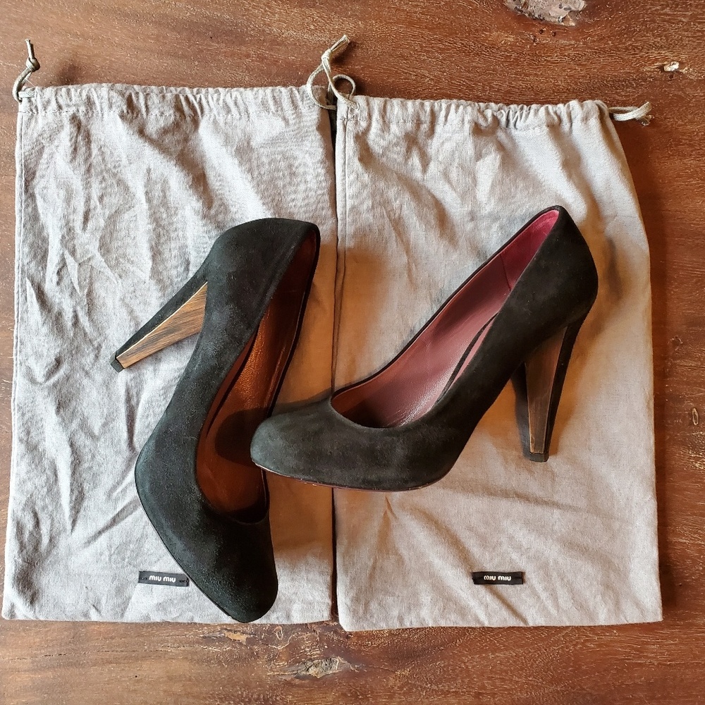 Miu Miu Black Suede Pump Eu 37.5, Us Size 7.5 - image 1